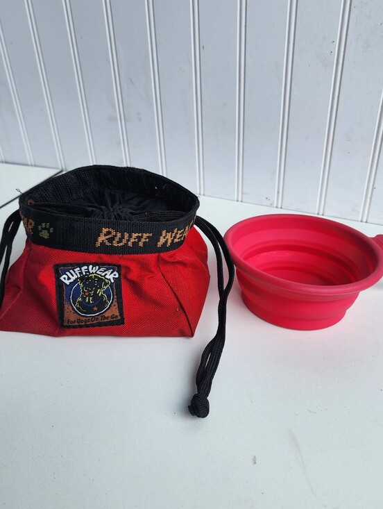Other - Ruff Wear Portable Dog Treat Poach & Messy Mutts Silicone Travel Water Bowl Red